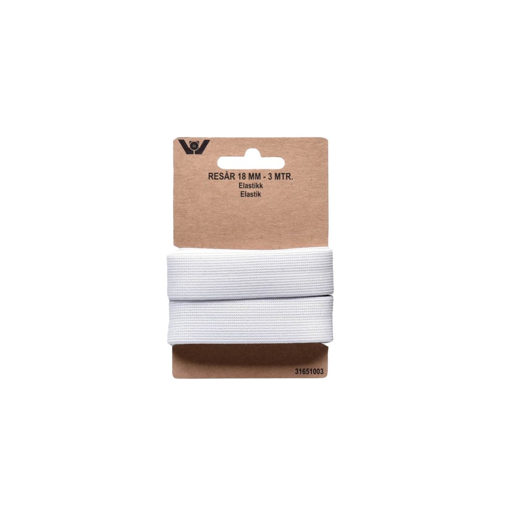 Resår 18 mm vit – 3 meter